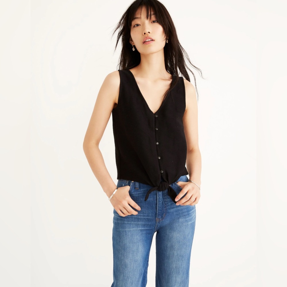 Madewell Texture & Thread Button-Front Tie Tank Top Women's Small